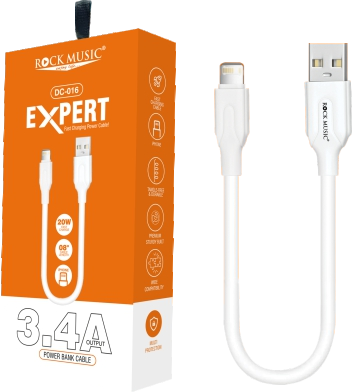 Expert Powerbank DC-016 (iPhone) USB Data Cable — 3.4A Fast Charging | 20W | 0.8m | Durable & Tangle-Free