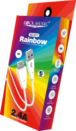 Rainbow DC-017 (Type-C) USB Data Cable — 2.4A Charging | Data Transfer | Durable & Tangle-Free