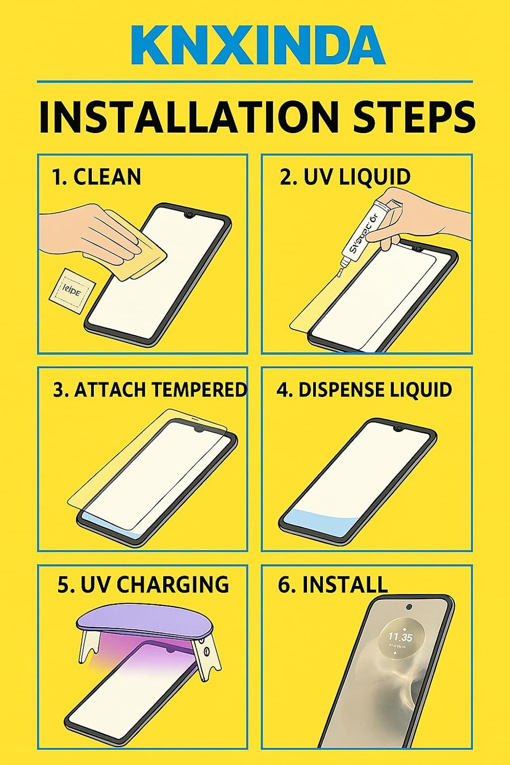 KNXINDA UV Full Curved Tempered Glass Screen Protector for Moto Edge 50 Fusion - Image 2